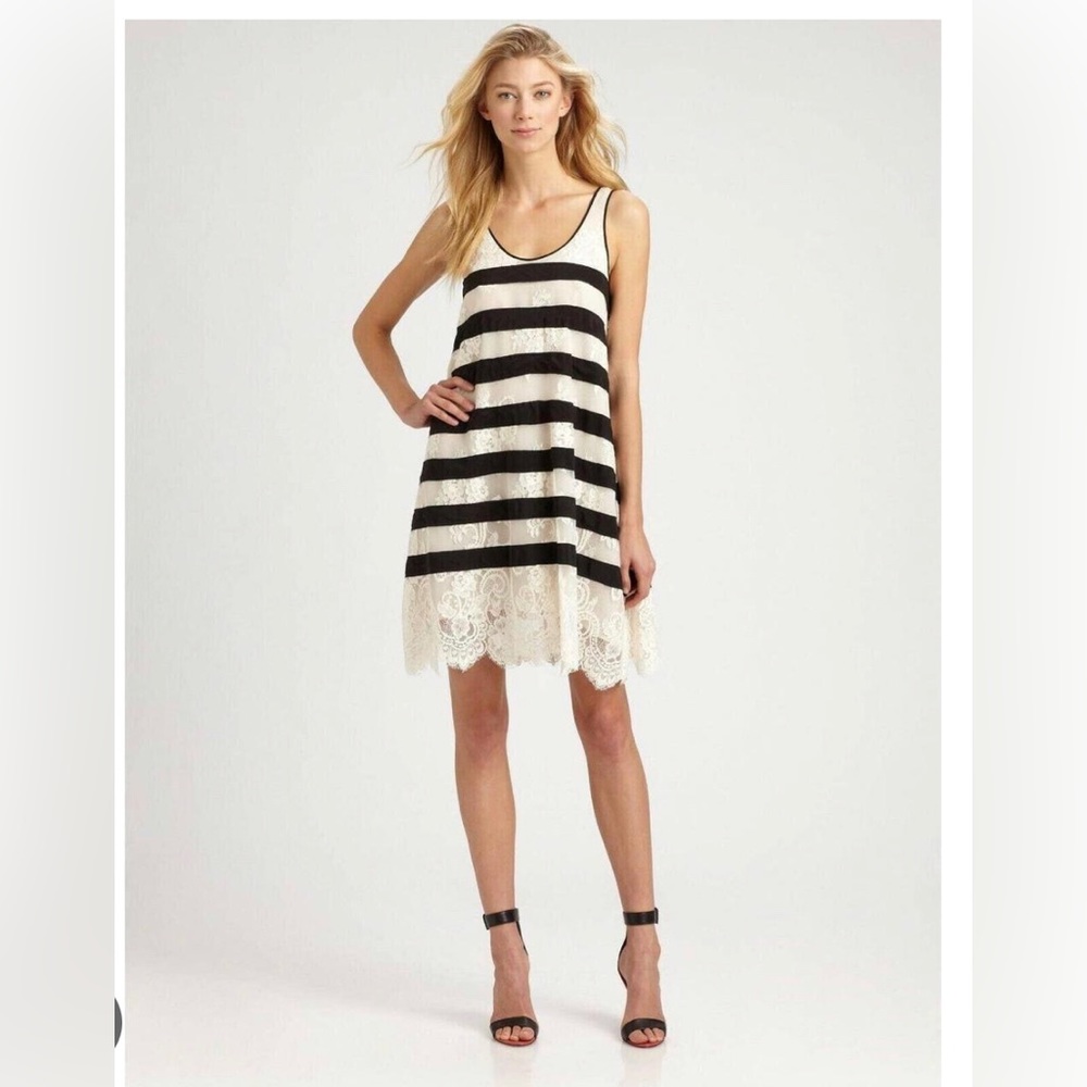 BCBG maxazria striped lace dress